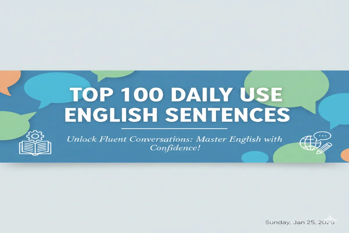 i want a image with my topic ""Top 100 Daily Use English Sentences with Meaning